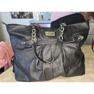 Kenneth Cole Reaction black leather chain and leather strap